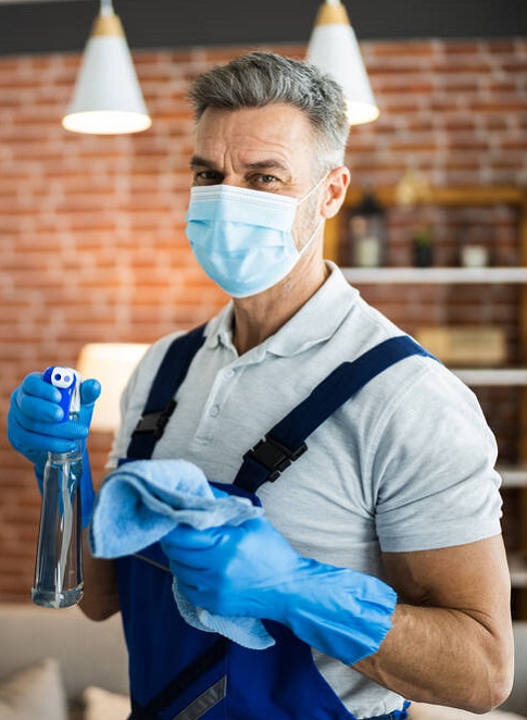 Home Cleaning Janitor Service In Face Mask