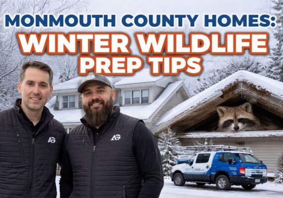 Monmouth County home in winter with raccoon in attic highlighting wildlife prevention tips