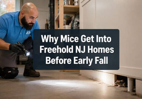technician inspecting a Freehold NJ kitchen for mice before early fall